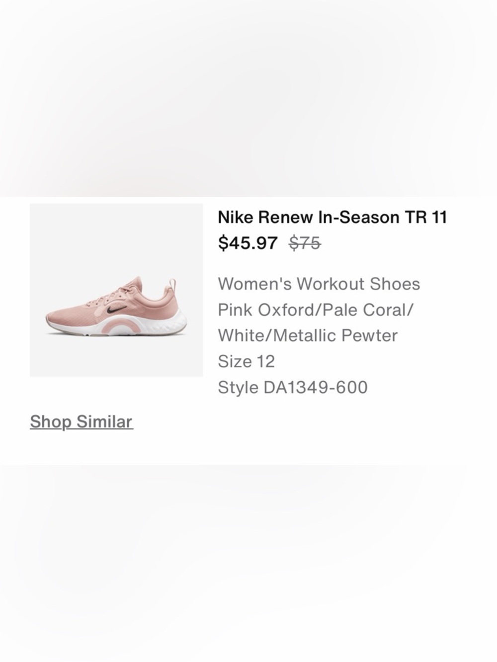 Nike Women's Pink and White Lightweight Training Sneakers